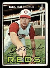 1967 Topps #114 Jack Baldschun - Cincinnati Reds (Low Grade)