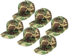 Gelante Plain Blank Flat Brim Adjustable Snapback Baseball Caps LOT 6 Pack Camo