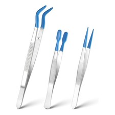 3 Pieces Tweezers with Rubber Tips, Long Tweezers with Rubber Tips Non-Slip1959