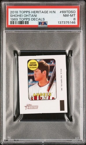 Shohei Ohtani Rookie 2018 Topps Heritage High Number 1969 Decals PSA 8 RARE