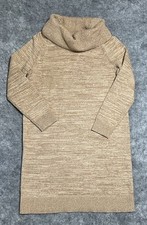 Lands’ End Sweater Dress Women's M Brown Heather Cowl Neck Cotton Wool Blend
