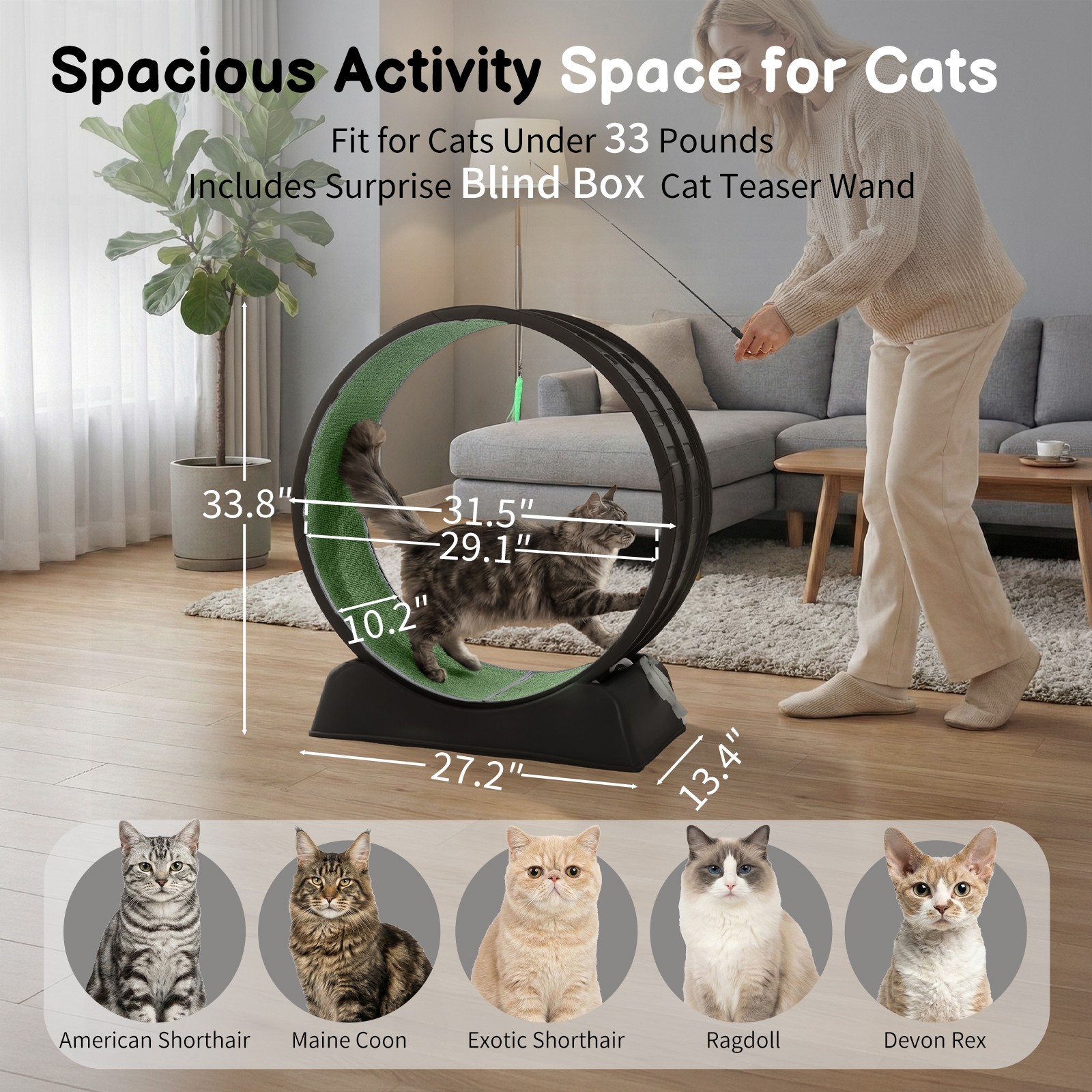Large Cat Exercise Wheel Treadmill Cat Running Wheel Silent Movement ...