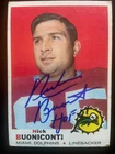 Nick Buoniconti Autographed 1969 Topps AFL Football Card #192 Dolphins HOF