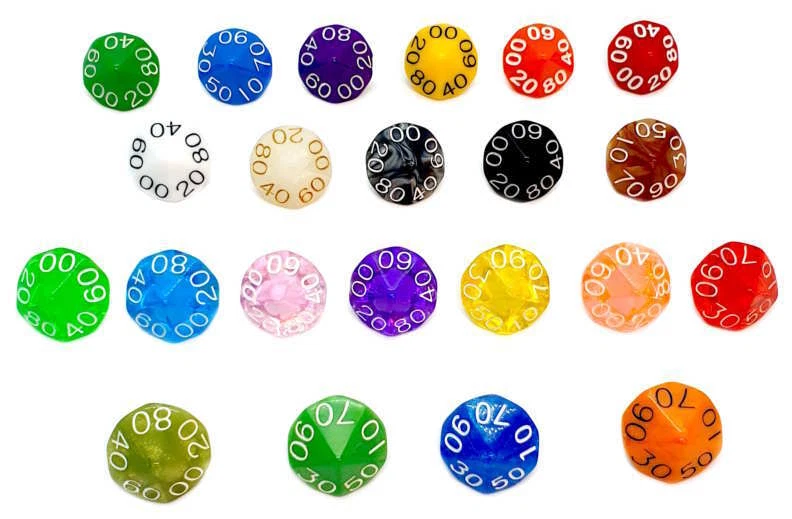 ⭐10-Seitige Würfel Bunt mit Zahlen 00-90 W10 Zehnseitige Würfel Prozent Farbmix⭐