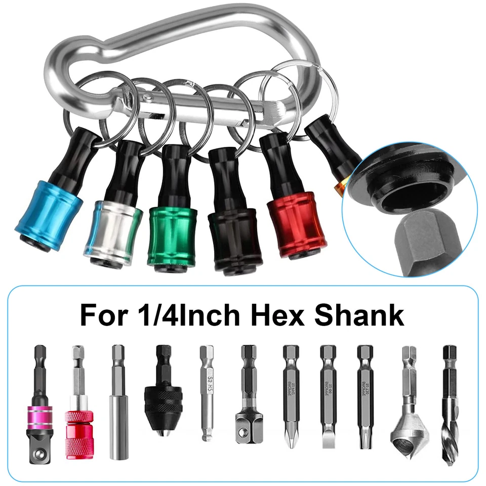 6Pcs 1/4" Hex Shank Quick Release Keychain Screwdriver Drill Bit Holder Bits Set - Image 3 of 4