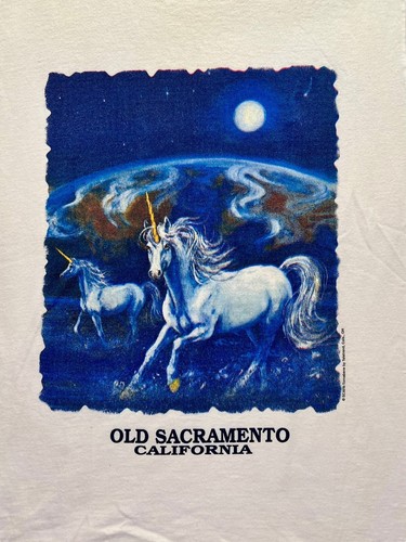 Vintage 90s Scafa Tornabene Unicorn Galaxy Old Sacramento T Shirt Medium Art Tee - 第 2/6 張圖片