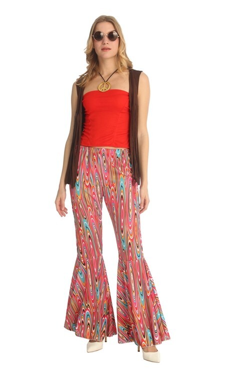 Mujer Damas Flower Power Hippie Niña Disfraz Groovy Años 70 Adulto Vestido Elegante