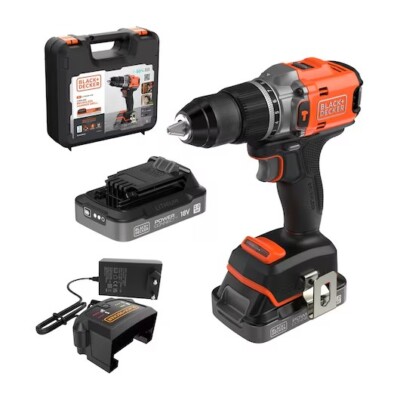 BRUSHLESS Impact Driver Drill 2 Batteries 18V 2.0Ah Black Decker  