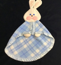 Vintage 1979 Fisher Price Baby Bunny Security Blanket Blue Plaid VGUC.