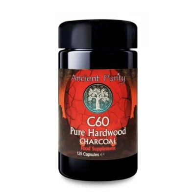 ANCIENT PURITY C60 Pure Hardwood Charcoal 125 Caps | Detox | Longevity | Digestive Health