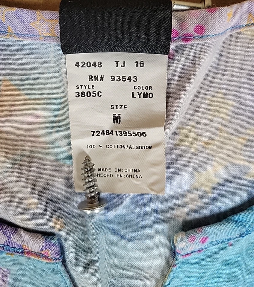 Sun Moon & Stars Simply Basic Medium Scrub Top turquoise ocean blue & lavender - Image 2 of 4