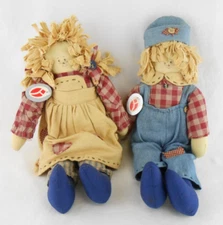 Delton Fine Collectables Vintage Artisan 15" Country Couple Rag Doll Pair