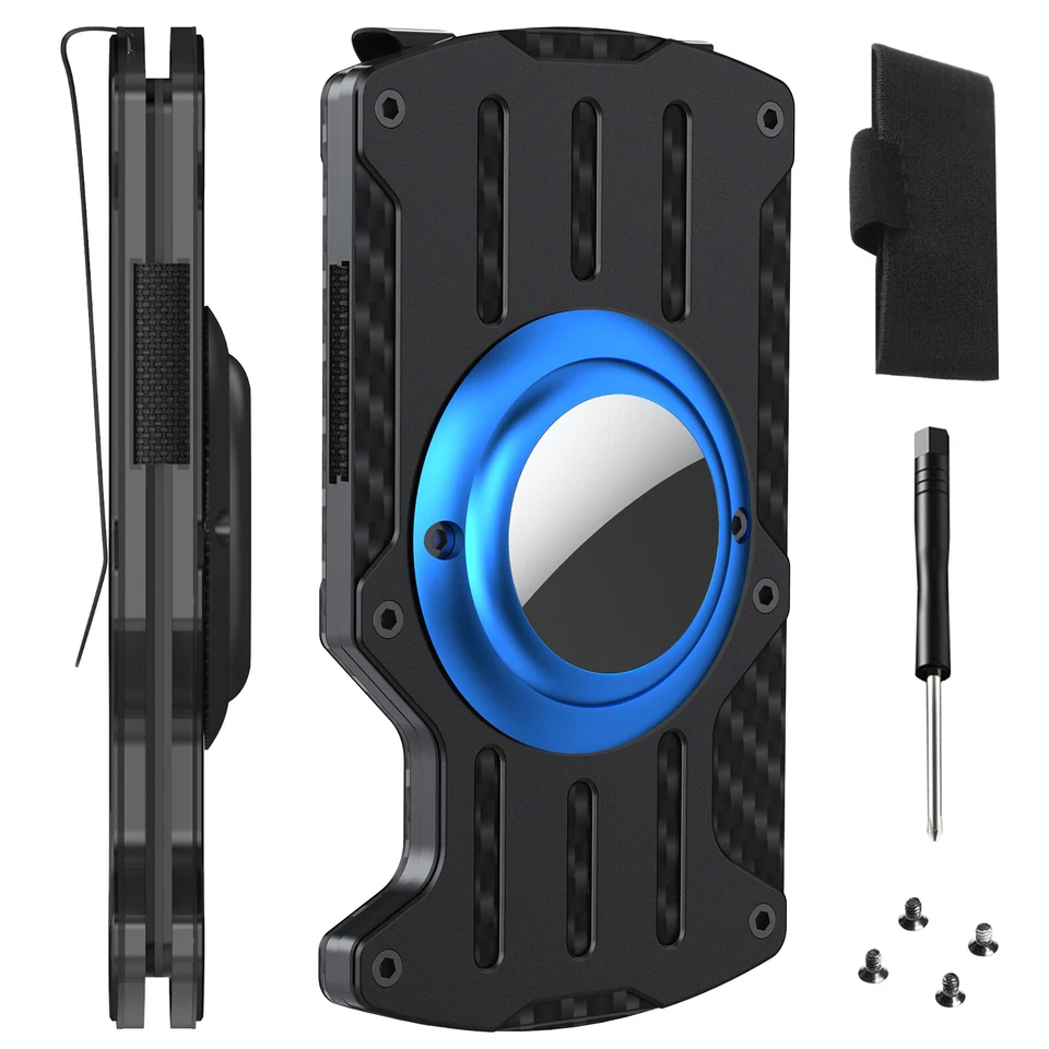 Porta-etiqueta de ar com bloqueio RFID fino bolso frontal carteira de metal para homens, porta-cartão - Imagem 2 de 4