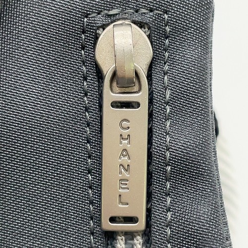 Auth CHANEL Letter Logo Nylon Gray Water-Bottle Card Waist Bag W/Box BLR-002 - Picture 13 of 16