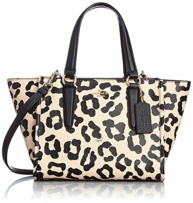NWT COACH MINI CROSBY CARRYALL-  Ocelot Print Crossgrain Leather 