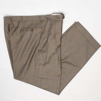 brown plaid dress pants mens Wool Blend Plaid Single Pleat Suit Pants main image 1