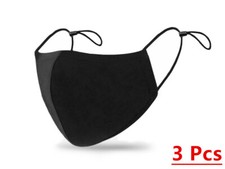 3 Pcs Mens Womens Cotton Face Mask Unisex Reusable Washable Black