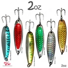 2oz Fishing Spoon Jig Treble Hook Holographic Laser casting crocodile Spoons New
