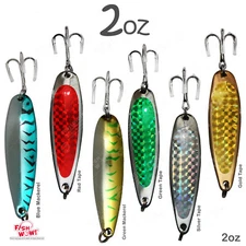 2oz Fishing Spoon Jig Treble Hook Holographic Laser casting crocodile Spoons lot