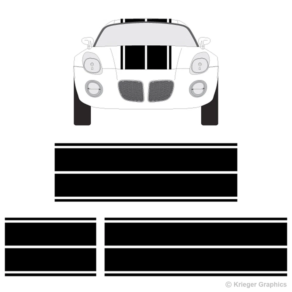 Calcomanías de rayas de vinilo 3M con rayas de carreras de rally dobles para Pontiac Sunfire o Solstice Foto 3 de 4