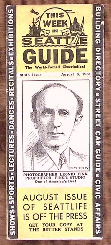 AUG 6 1938 THIS WEEK IN SEATTLE GUIDE FOLD OUT ADVERTISING MOVIES CONCERTS Z3395