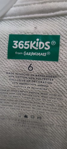 365 Kids Garanimals Girls Green Unicorn Hoodie Jacket Size 6 New With Tags - Picture 11 of 11