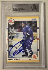 Owen Nolan Signed 1990 Score Trade Rookie Card 80T RC Beckett Auto Qubec Hockey 