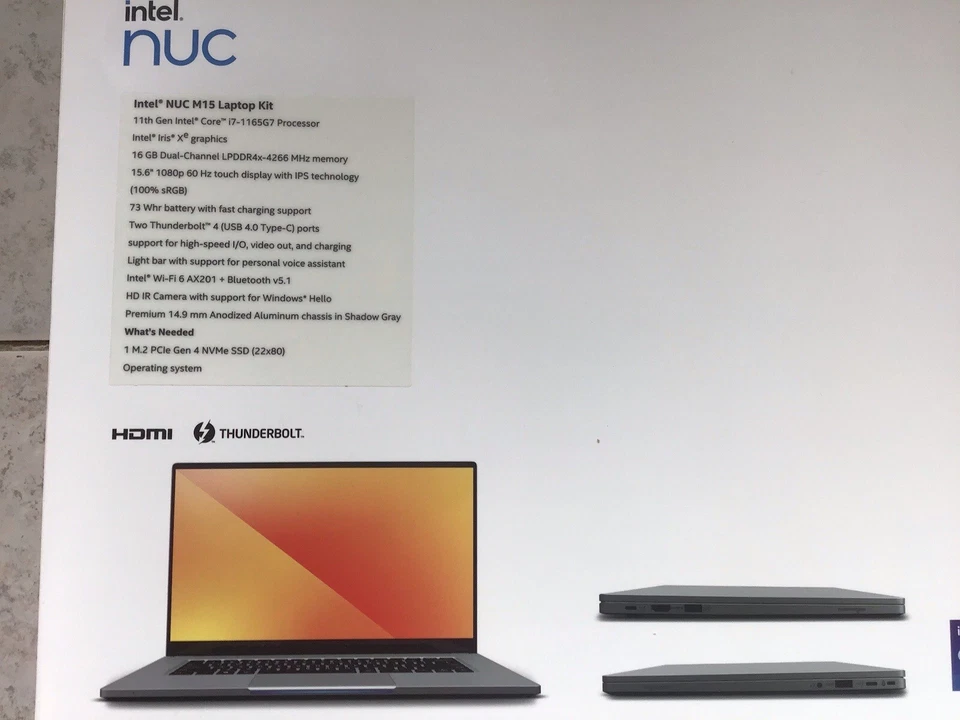 Intel BBC710ECU7B01 LAPBC710 NUC M15 Laptop Kit Core i7-1165G7 Proc FHD TOUCH - Image 2 of 4