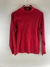 Sostanza Sweater Women's Size XL Red Pullover Ribbed Vintage Mock Neck Long Slv