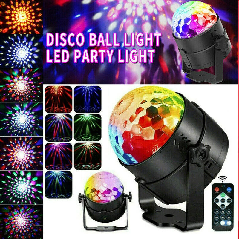 2 piezas LED RGB iluminación de escenario bola de discoteca efecto de luz luz luz DJ lámpara de fiesta