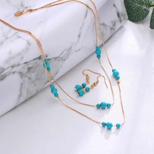 Turquoise Earrings Necklace Elegant Drop Earrings Ladies Women Girls - Picture 11 of 12