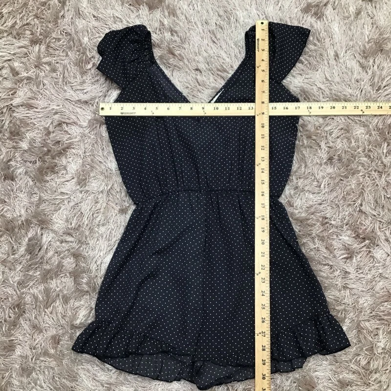 Alfileres y agujas Mameluco Mujer Azul Blanco Lunares Volantes Cuello en V Manga Gorra S Foto 3 de 4