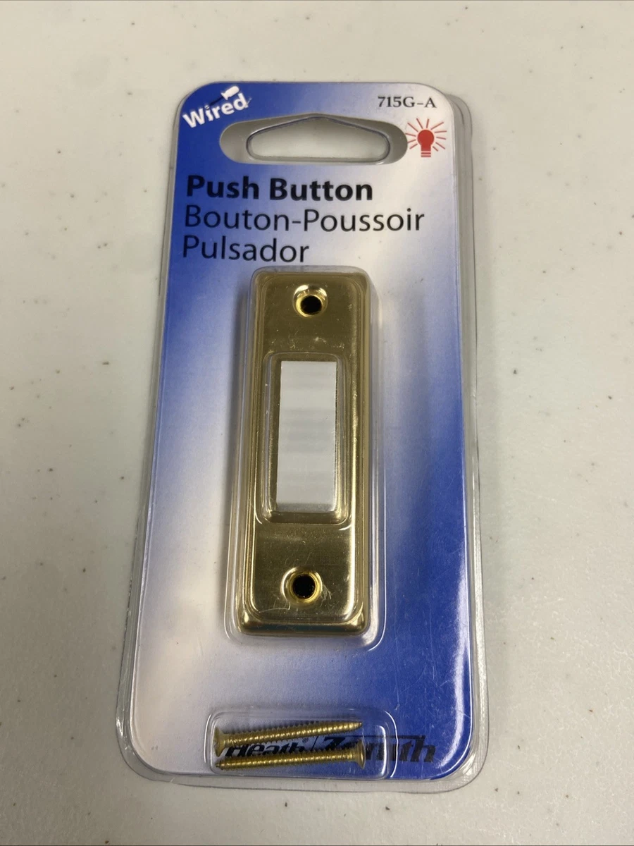 Heath Zenith 910 Wired Doorbell Push Button – Polished Brass, LED Halo Light & Key Finder, Surface Mount, Low Voltage