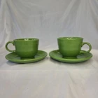 Fiesta Fiestaware Coffee/Tea Cup Flat cup and Saucer, 2 sets Shamrock Green
