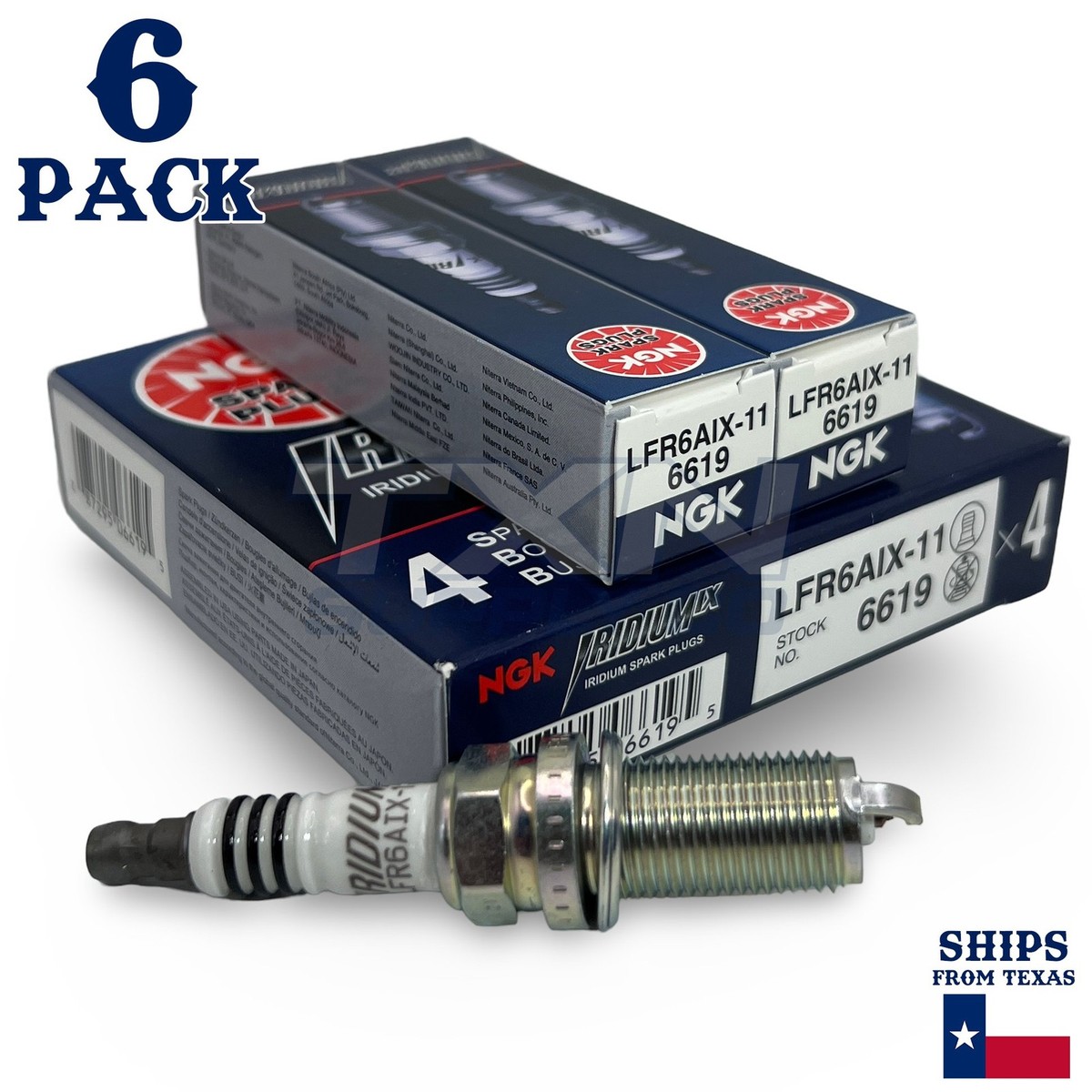 6 Pack NGK Iridium IX 6619 Spark Plugs LFR6AIX-11 | eBay