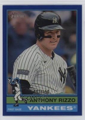 2025 Topps Heritage Chrome Blue Border 67/150 Anthony Rizzo #302 2qw
