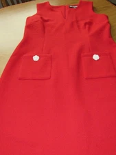 Karl Lagerfeld Paris Sleeveless Sheath Red Dress Pockets Daisy Buttons