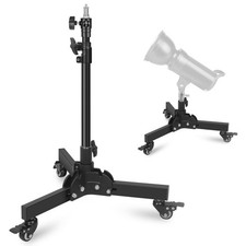 Short Floor Light Stand with Casters, 23.8-32.9" Removable Foldable Rolling S...