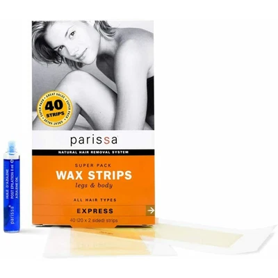 Parissa 40x Wax Strips Body Hair Removal Waxing Kit Legs Large Easy Peel Gel