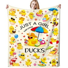Duck Blanket Soft Cozy Flannel Duck Throw Blankets Bedding Decor Gifts for Du...