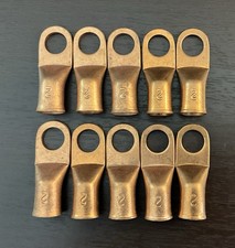 2 Gauge 3/8 Hole Bare Copper Cable Lugs Terminals 10 Pack UL CSA