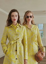  1.6K Escada paisley print wool silk knit cardigan top set sz L 12 yellow