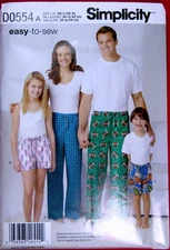 Simplicity D0554 - Easy to Sew Pattern - Child, Teen, Adult Pants & Shorts