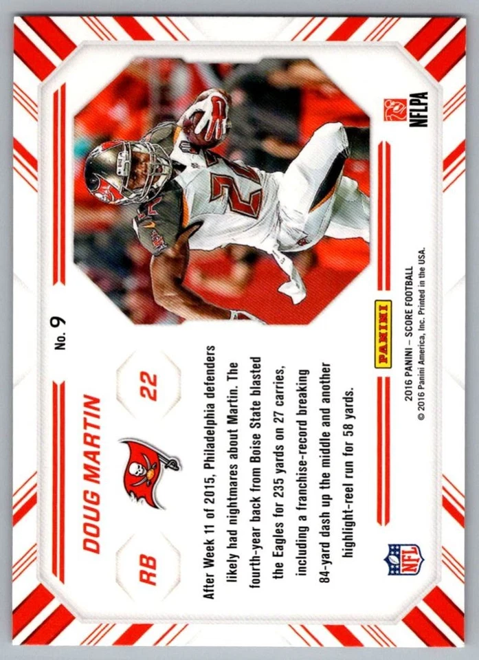 2016 Score Chain Reaction Red Doug Martin Tampa Bay Buccaneers #9 - Image 2 of 2