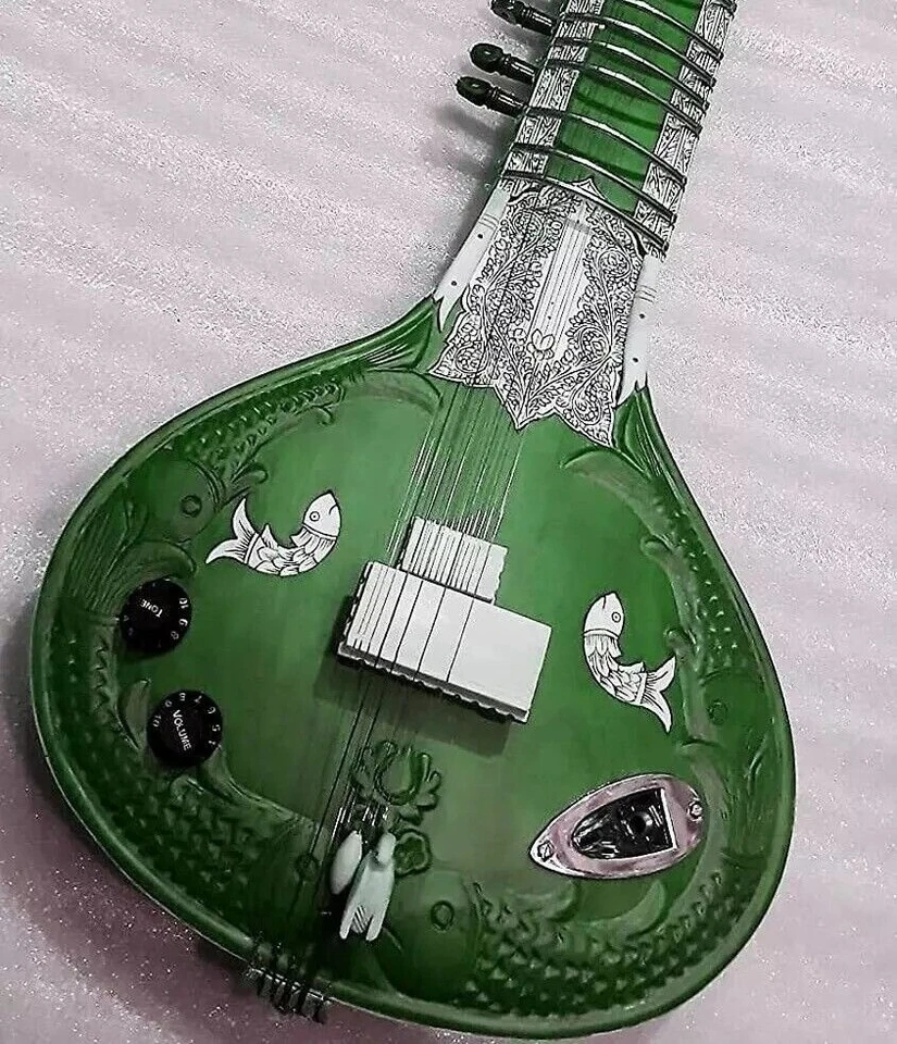 Professional Indian Electric Travel Sitar Tun Wood Classical Instrument + Bag - Image 4 of 4