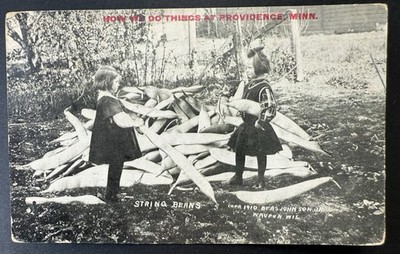 Providence, MN c.1912 Real Photo Exaggerated Beans Girls A.S. Johnson Postcard