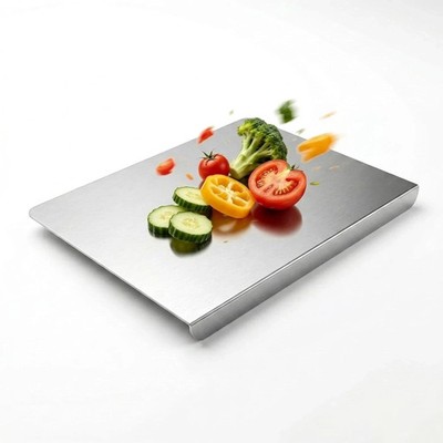 304 Stainless Steel Cutting Board Kitchen Counter Lip Non Slip Metal Chopping