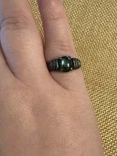 Sterling Silver 925 Green Stone Ring Vintage Style Size 6.5