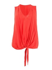 Karen Kane Women's Layered-Look Tie-Front Top (S, Bright Orange)