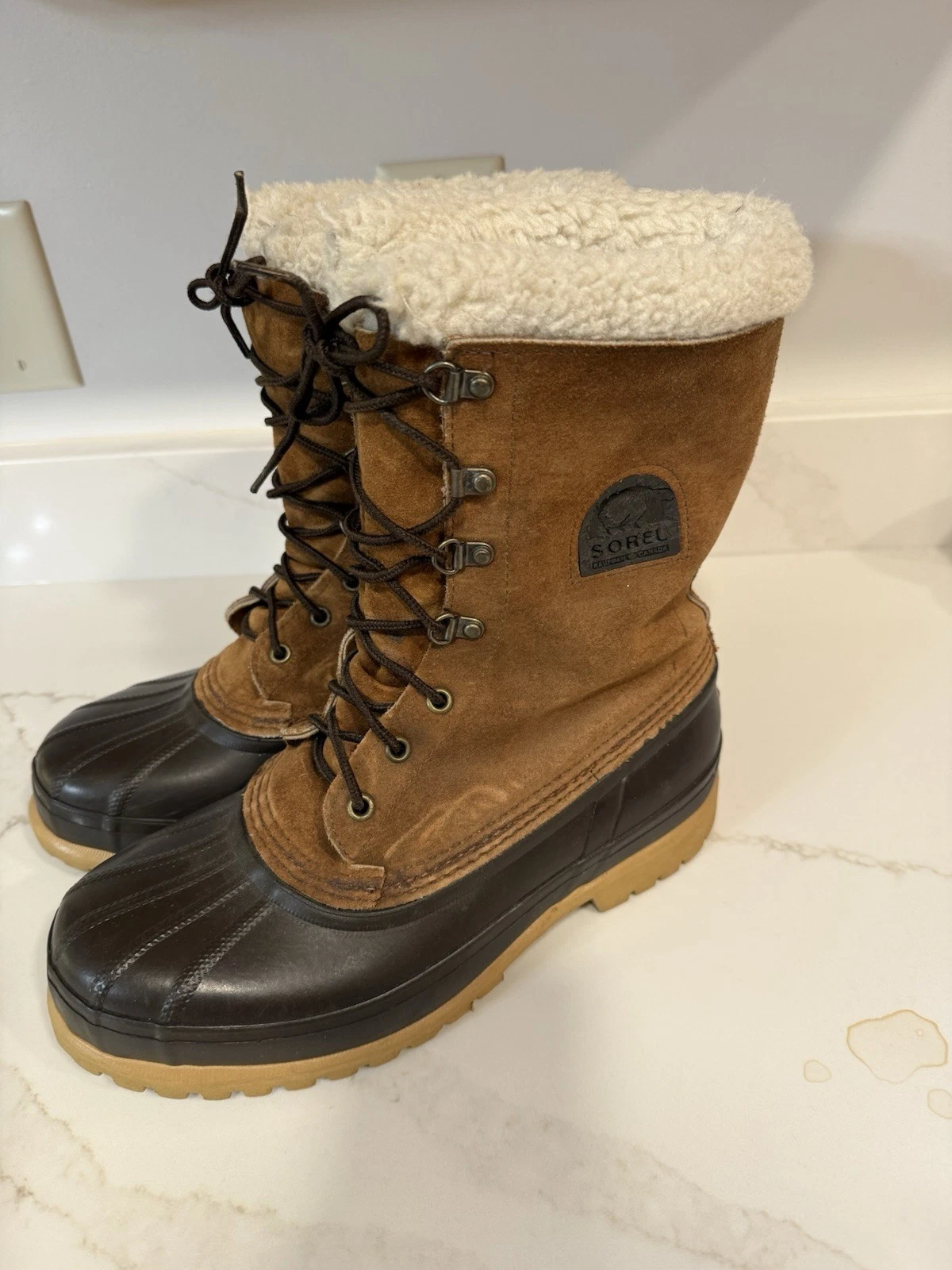 SOREL KAUFMAN CANADA Mens Felt Lined Brown Suede Duck Snow Boots SZ 8 READ
Opens in a new window or 